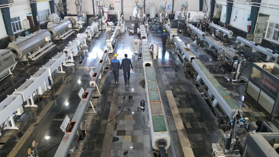 Aerial view of the Bukan Pipe manufacturing facility and factory buildings
