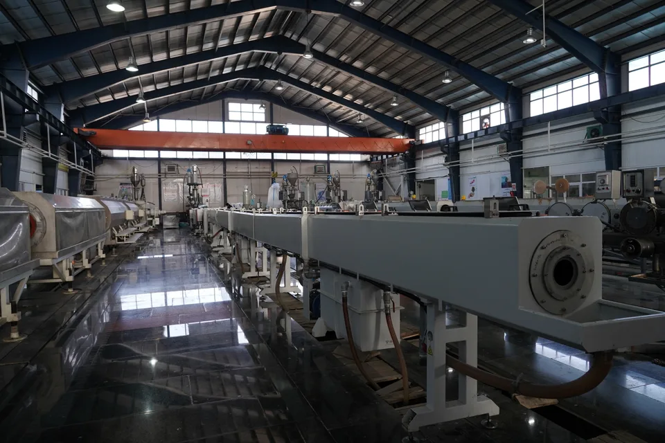 HDPE pipe production area inside the Bukan Pipe factory