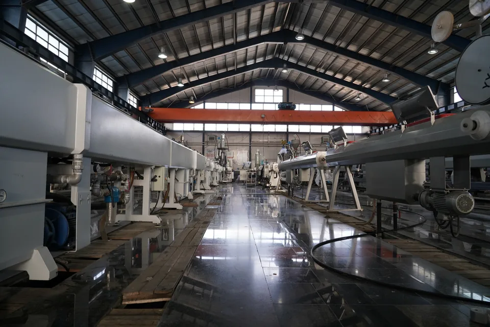 View of pipe production at Bukan Pipe factory
