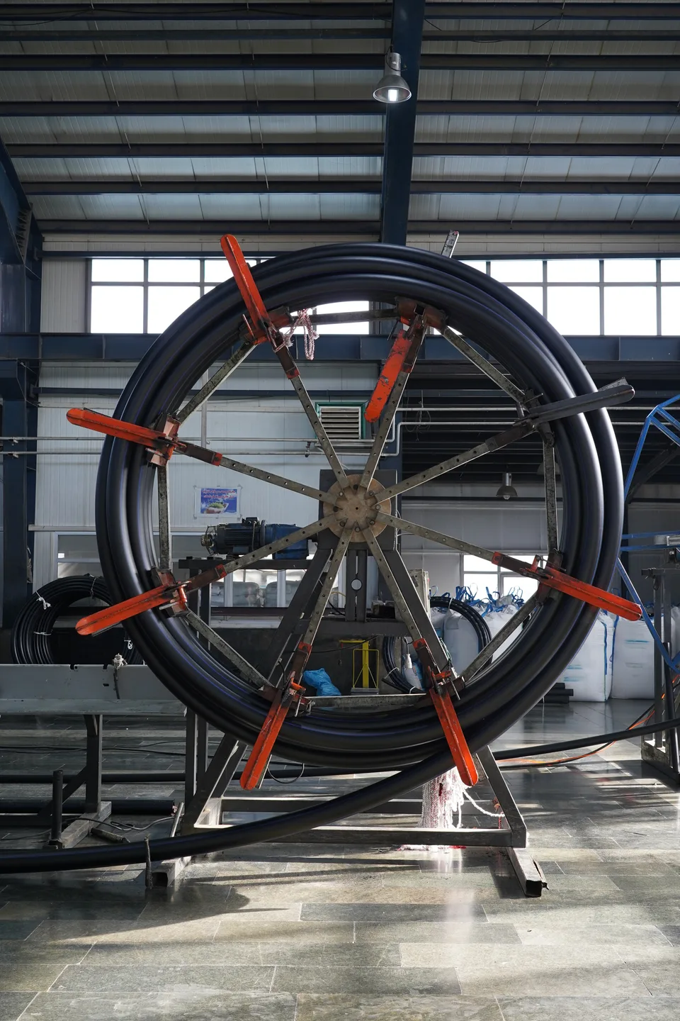 HDPE pipe production area inside the Bukan Pipe factory