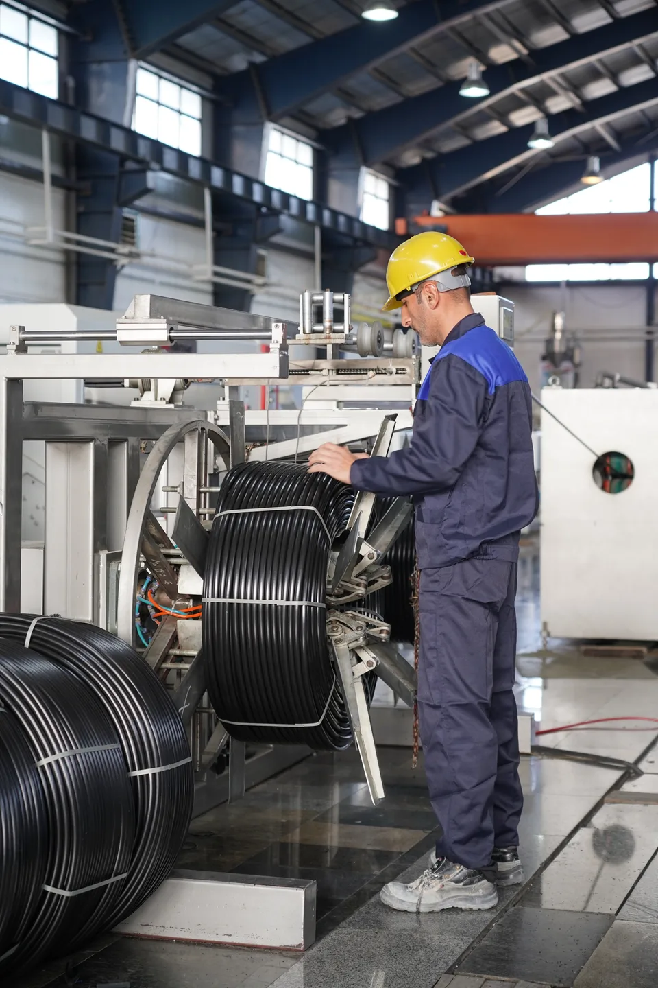 HDPE pipe production area inside the Bukan Pipe factory