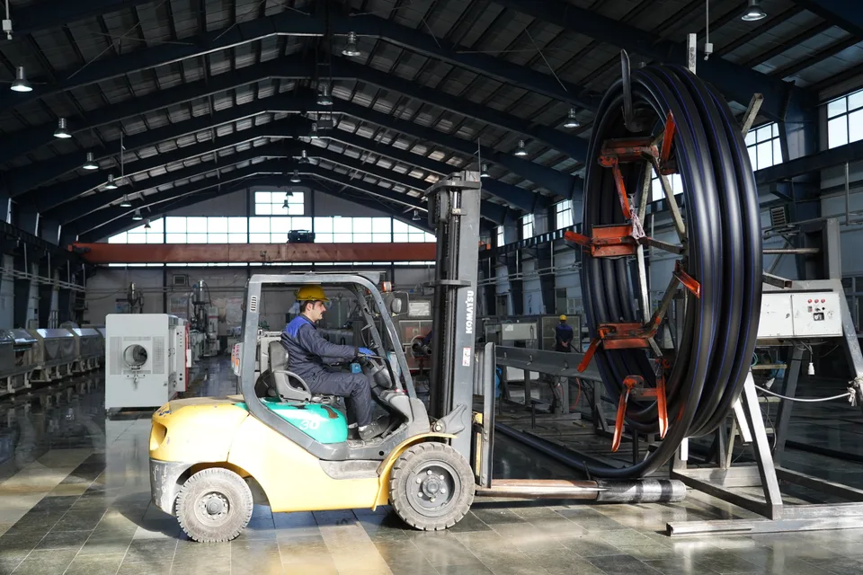 View of pipe production at Bukan Pipe factory