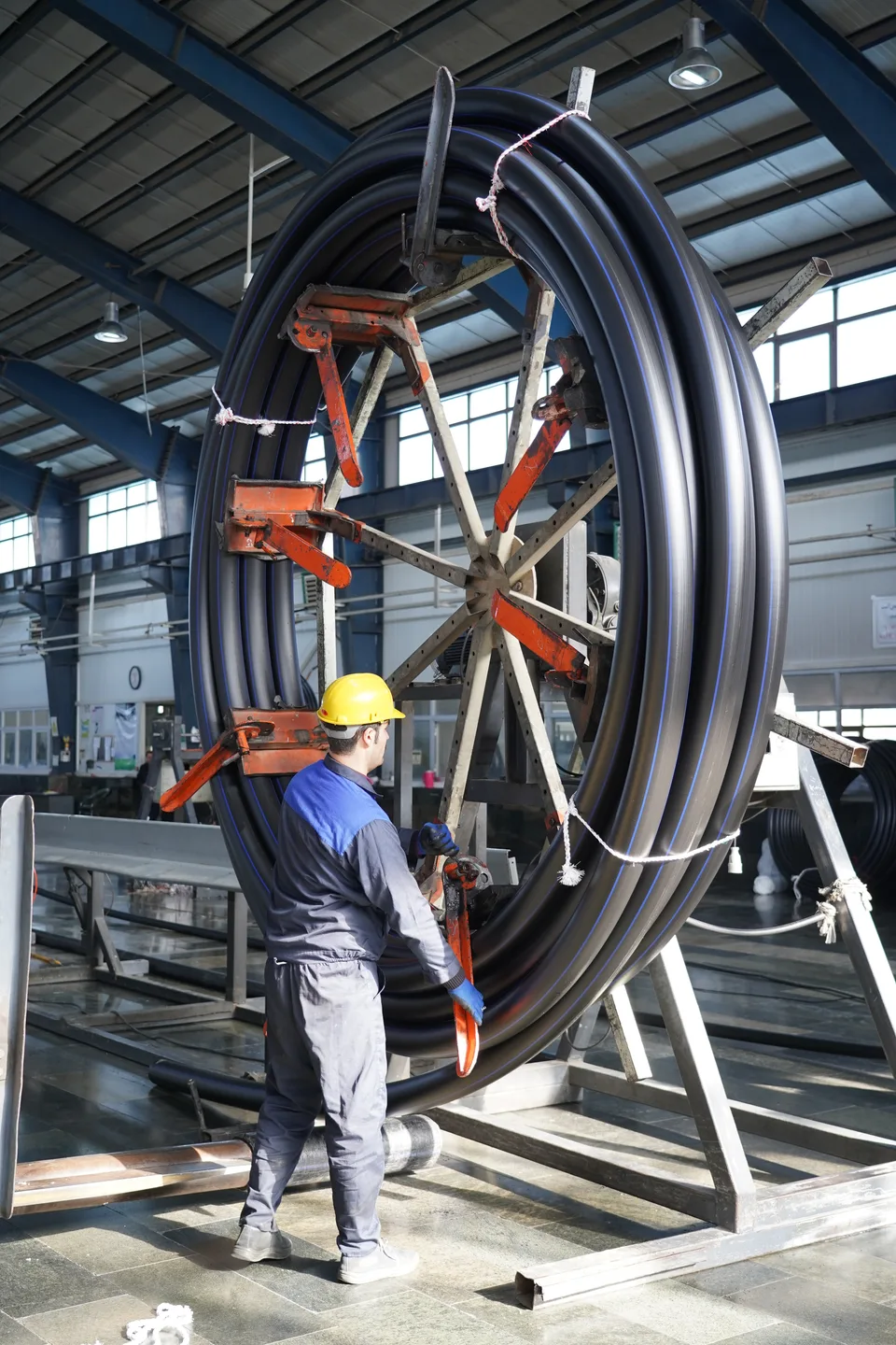 Manufacturing workspace for HDPE pipes at Bukan Pipe