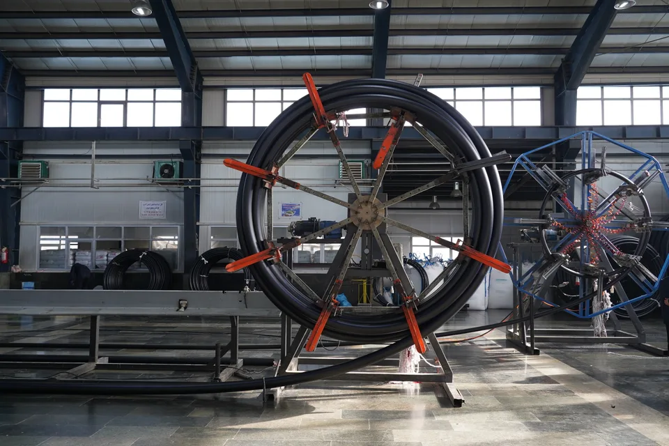 Pipes staged at the Bukan Pipe manufacturing facility