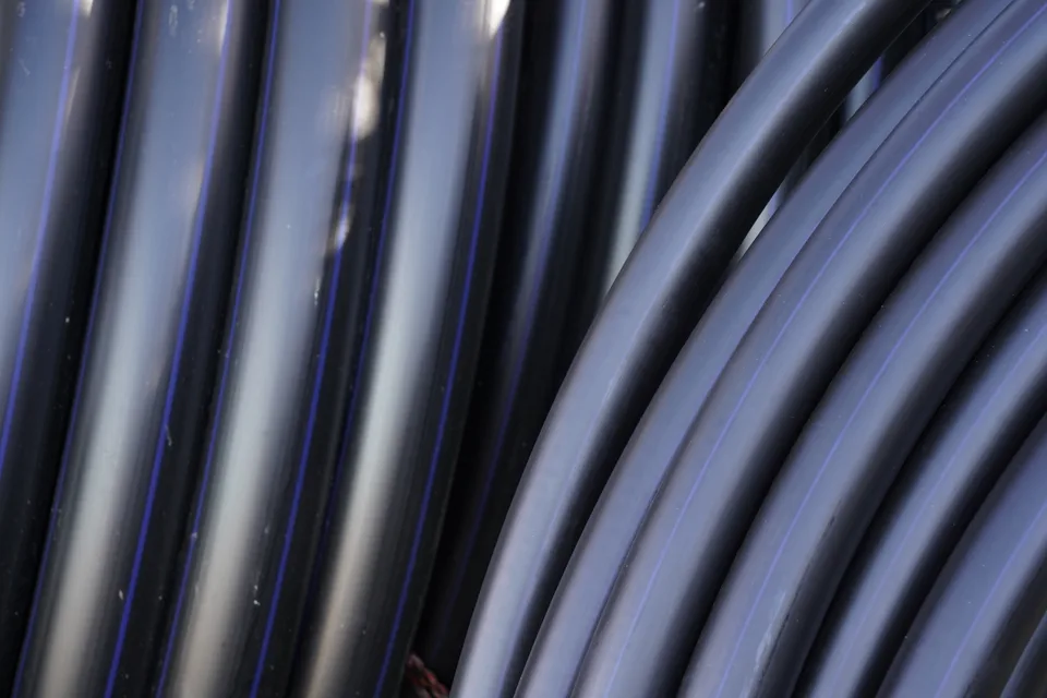 Finished HDPE pipes stored on site at Bukan Pipe
