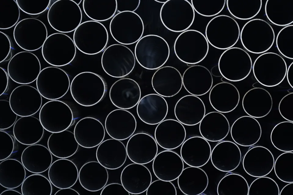 Pipes staged at the Bukan Pipe manufacturing facility