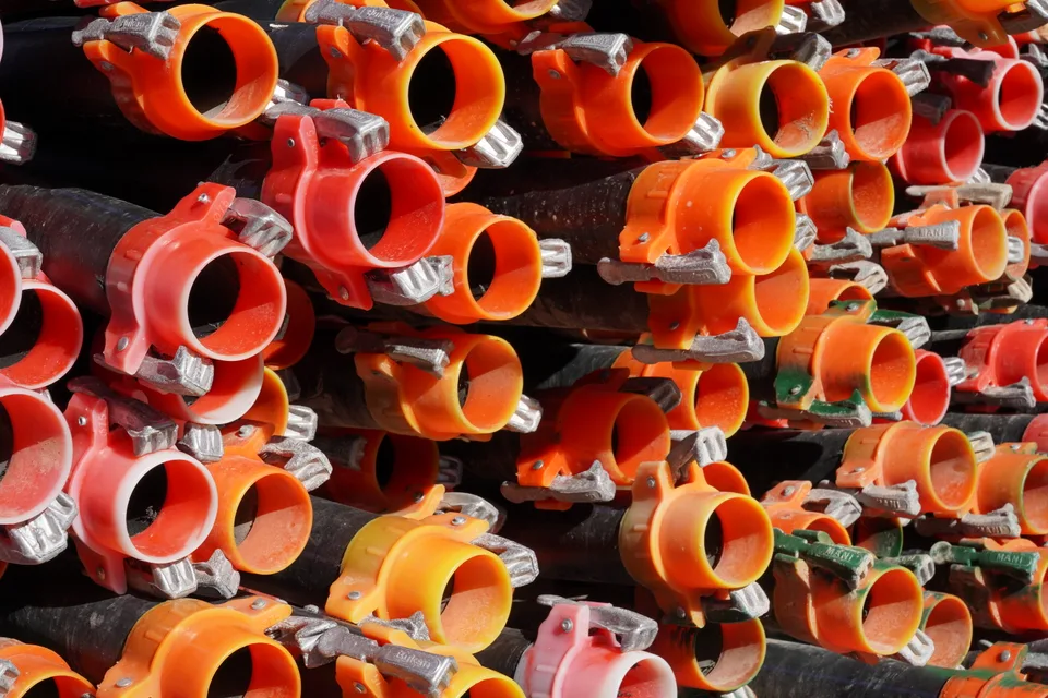 Manufactured PE pipes in the Bukan Pipe production yard