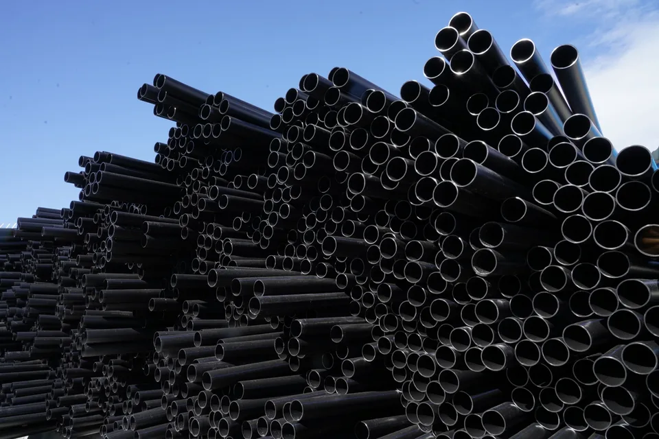 Finished HDPE pipes stored on site at Bukan Pipe