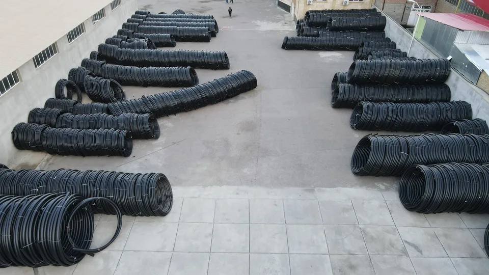 HDPE pipes manufactured by Bukan Pipe at the factory site