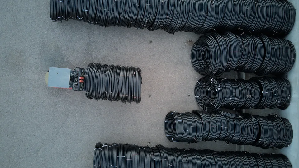 Manufactured PE pipes in the Bukan Pipe production yard