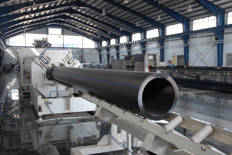 Coiled HDPE pipe products at the Bukan Pipe factory