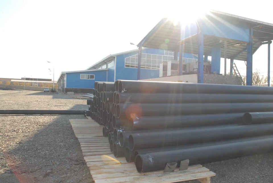 Part of the HDPE pipe production output at Bukan Pipe