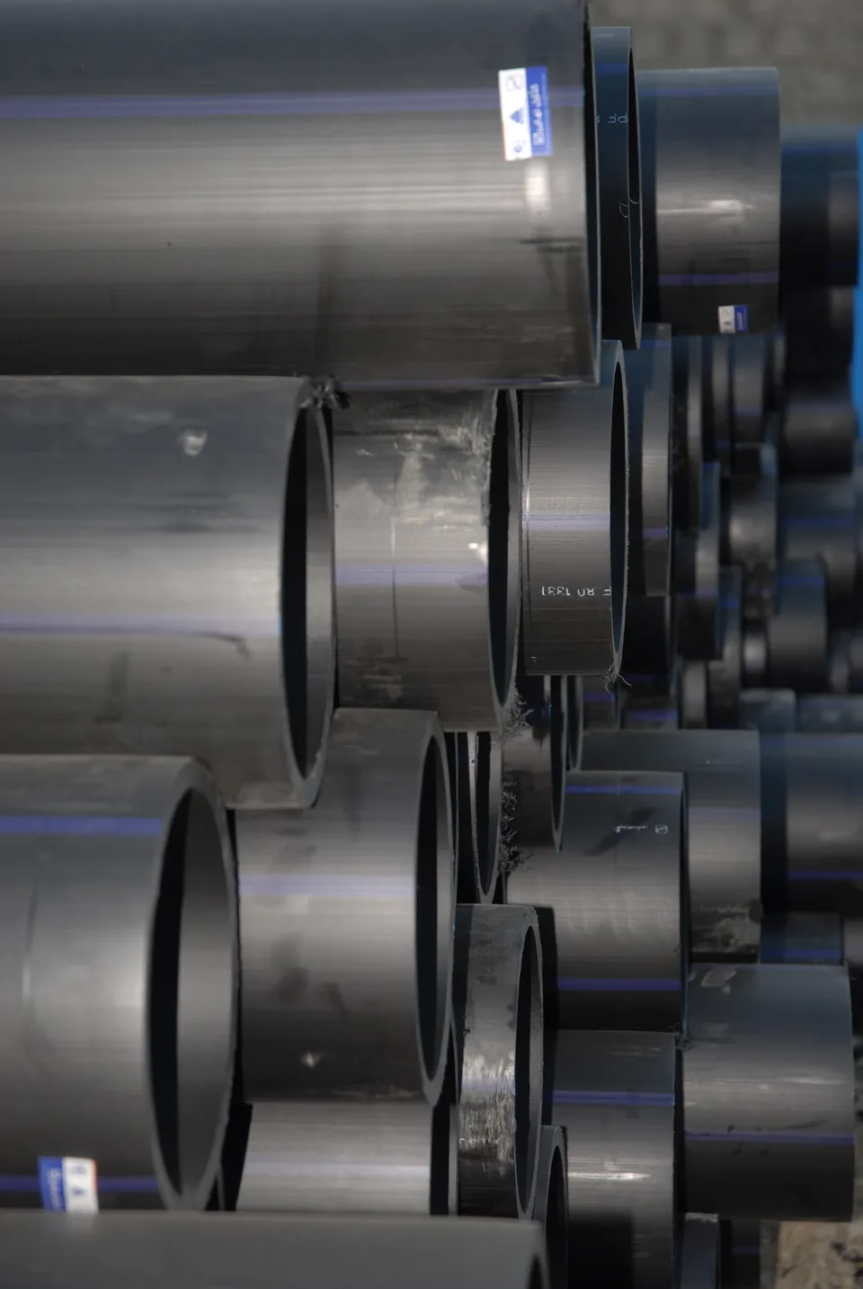 HDPE pipe coils in the production area at Bukan Pipe