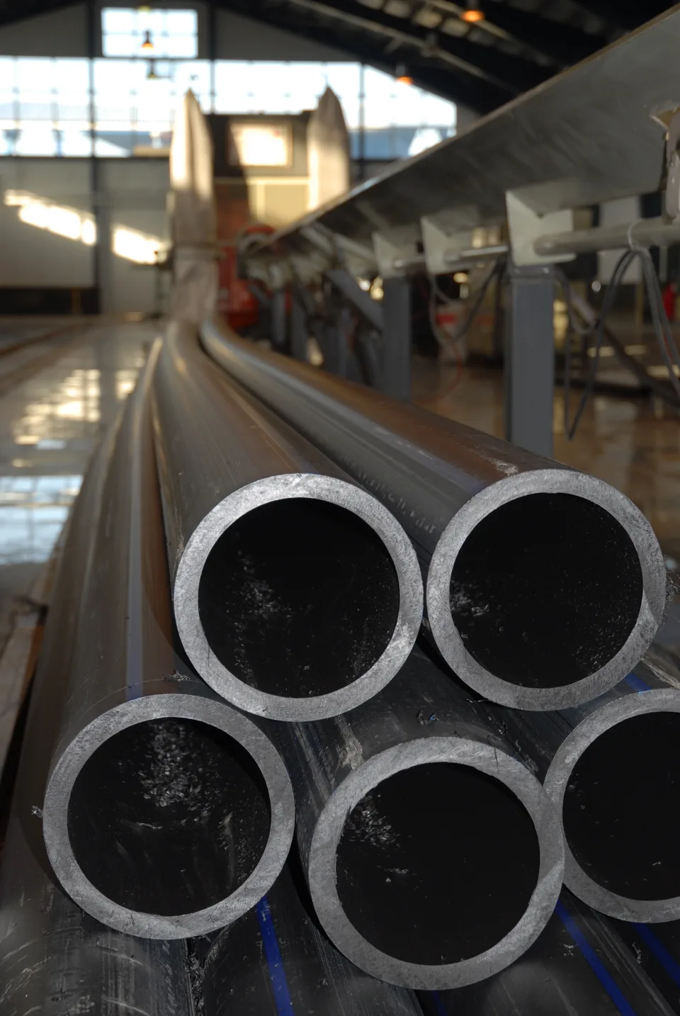 Finished HDPE pipes stored on site at Bukan Pipe