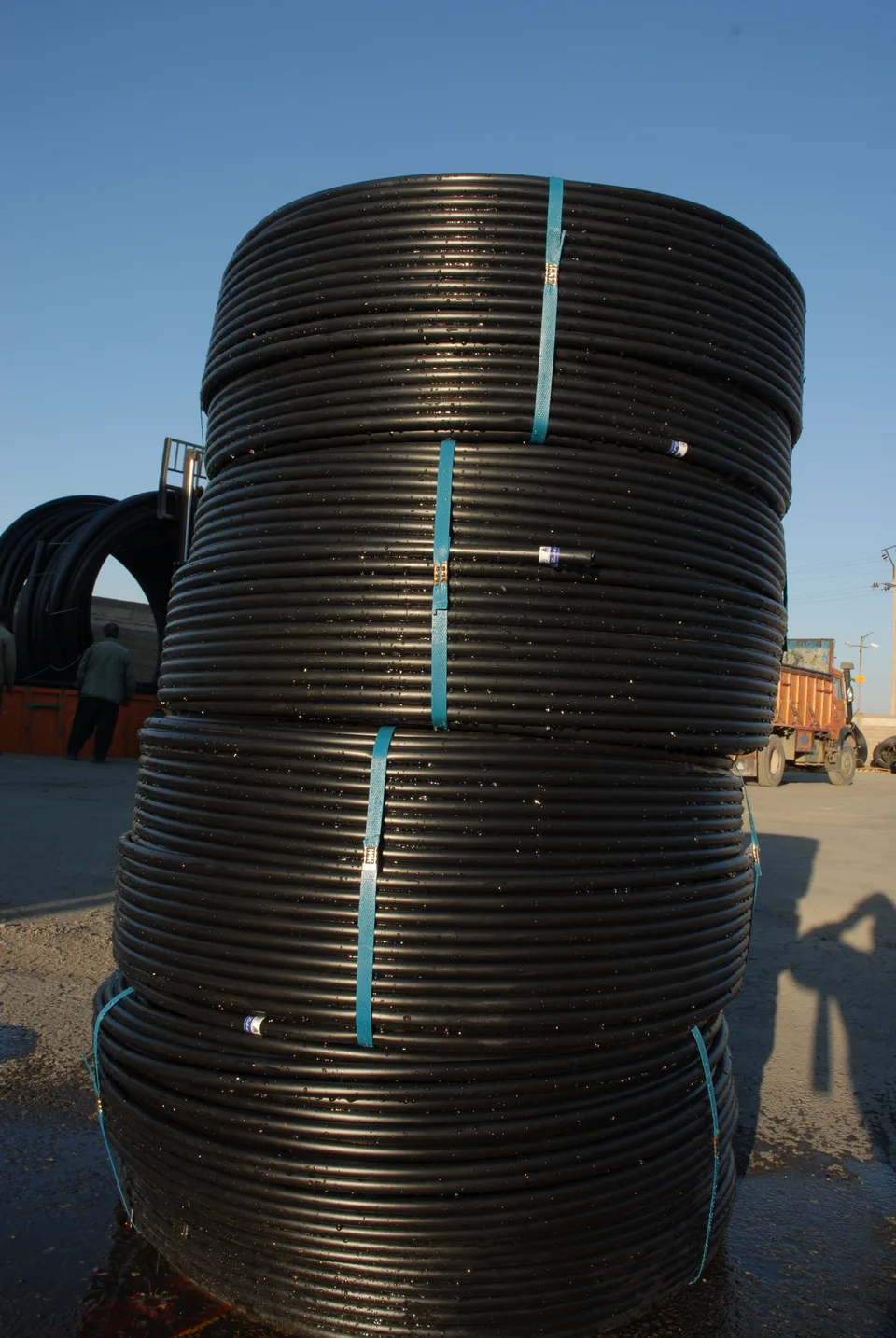 Pipes staged at the Bukan Pipe manufacturing facility